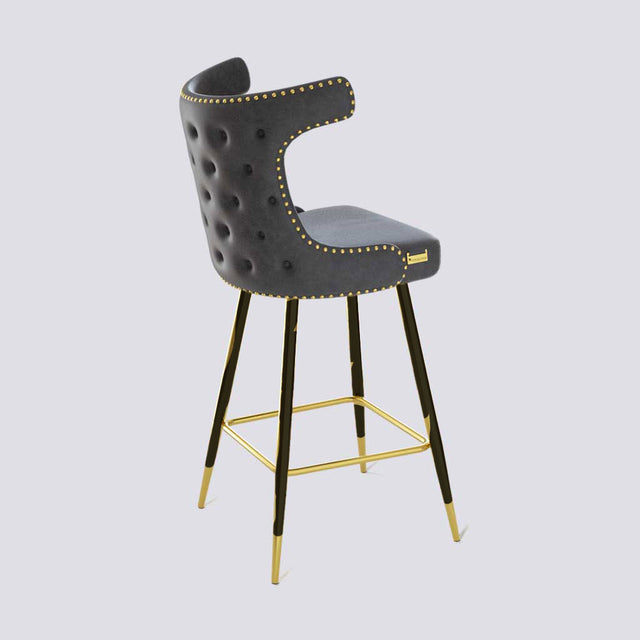 Cowboy Bar Stool In Powder Coated + Gold Caps Metal Base With Brass Pins | 629
