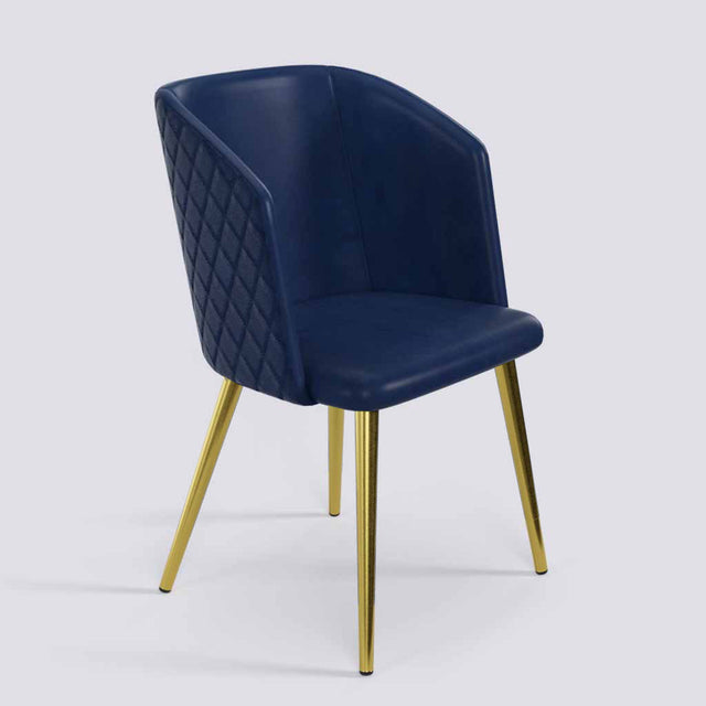 Modish Dining Chair In Gold Electroplated Metal Base | 491