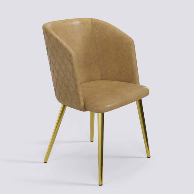 Modish Dining Chair In Gold Electroplated Metal Base | 491