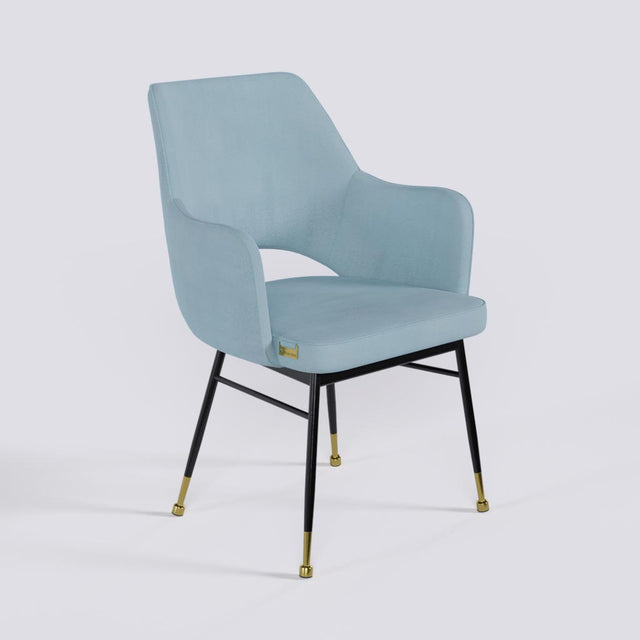 Vendow Lounge Chair In Powder Coated + Gold Caps Metal Base | 1922