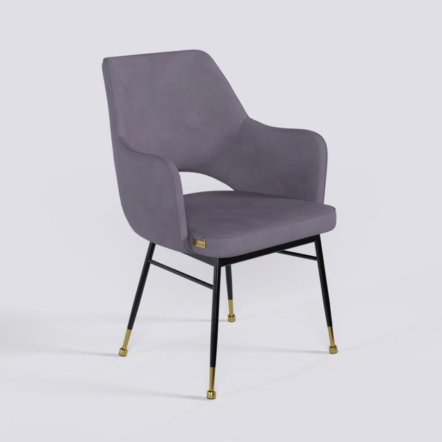 Vendow Lounge Chair In Powder Coated + Gold Caps Metal Base | 1922