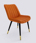 Aesthetic Dining Chair_Metal Base_Luxury_Chair_Simple Orange Velvet_475_Luxe