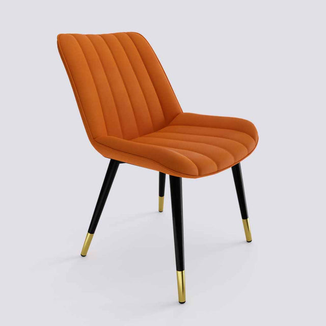 Aesthetic Dining Chair_Metal Base_Luxury_Chair_Simple Orange Velvet_475_Luxe