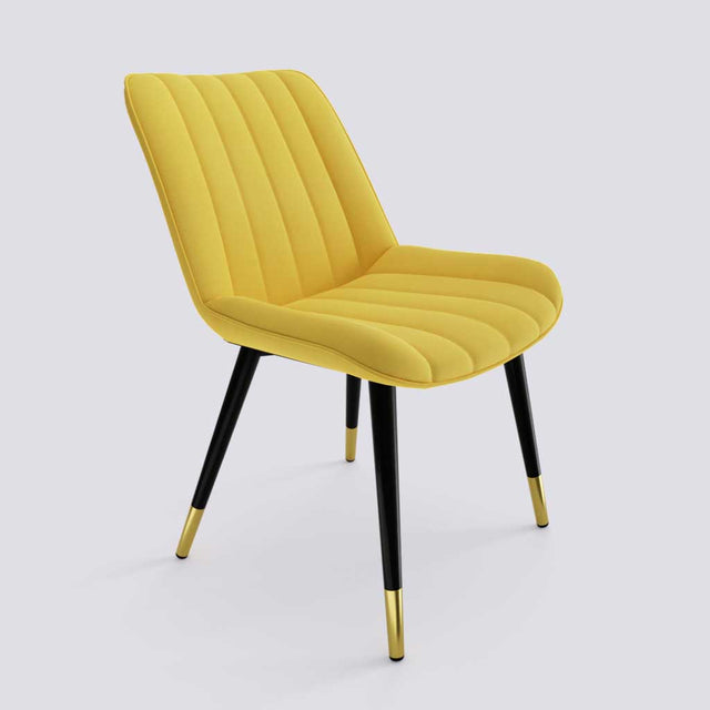 Aesthetic Dining Chair_Metal Base_Luxury_Chair_Macaroon Yellow Velvet_475_Luxe