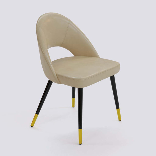 Oval Dining Chair In Powder Coated + Gold Caps Metal Base | 476