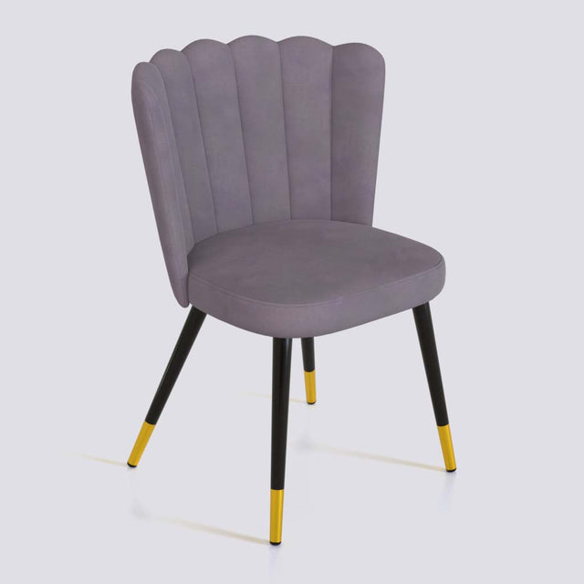 Flower Dining Chair in Powder Coated + Gold Caps Metal Base | 487