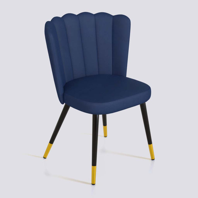 Flower Dining Chair in Powder Coated + Gold Caps Metal Base | 487