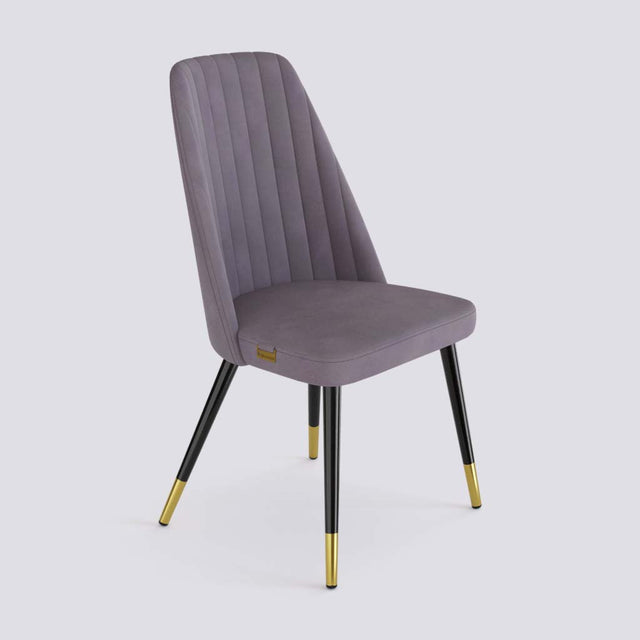 Ruston Dining Chair In Powder Coated + Gold Caps Metal Base | 489