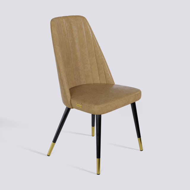 Ruston Dining Chair In Powder Coated + Gold Caps Metal Base | 489
