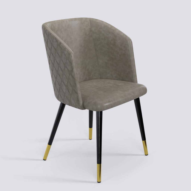 Modish Dining Chair In Powder Coated+Gold Caps Metal Base | 491