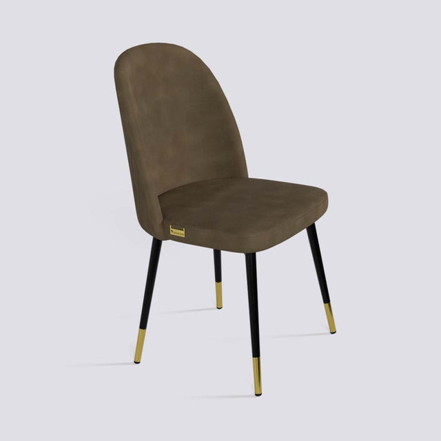Fuze Dining Chair In Powder Coated + Gold Caps Metal Base | 495
