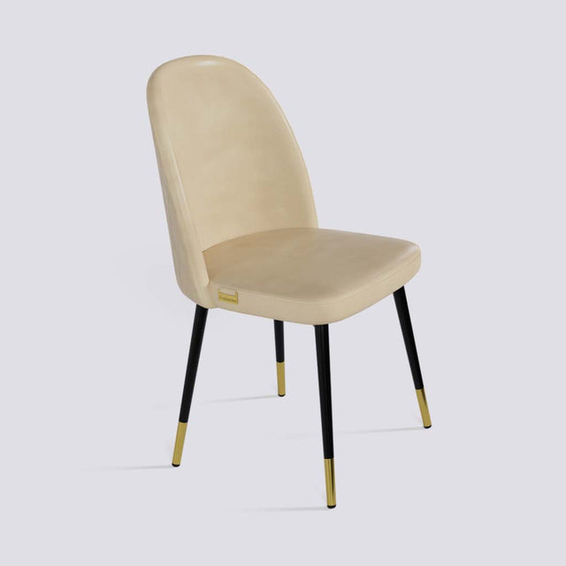 Fuze Dining Chair In Powder Coated + Gold Caps Metal Base | 495