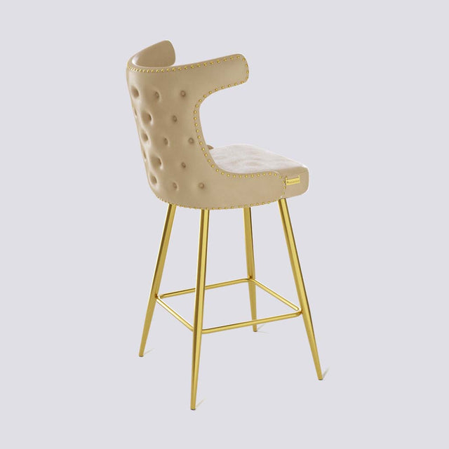 Cowboy Bar Stool In Gold Electroplated Metal Base With Brass Pins | 629