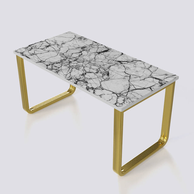 Bean Coffee Table In Electroplated Metal Base | 1403