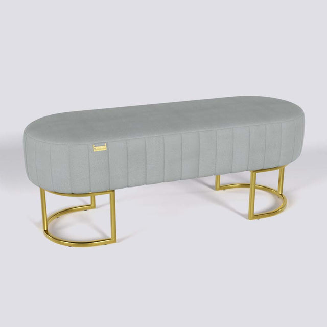 Oval Ottoman In Gold Electroplated Metal Base | 50" x 18"