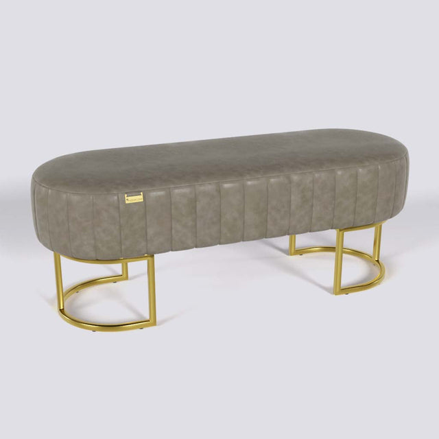 Oval Ottoman In Gold Electroplated Metal Base | 50" x 18"