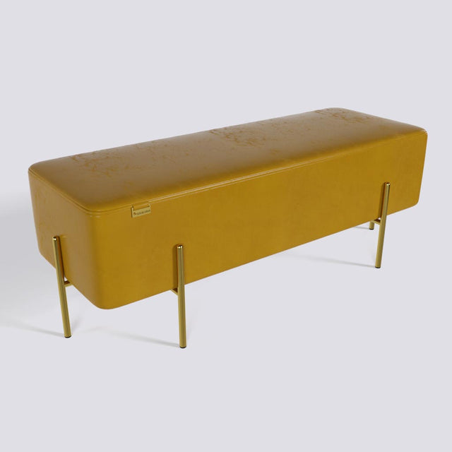 Rectangle Ottoman In Gold Electroplated Metal Base | 50" x 18"