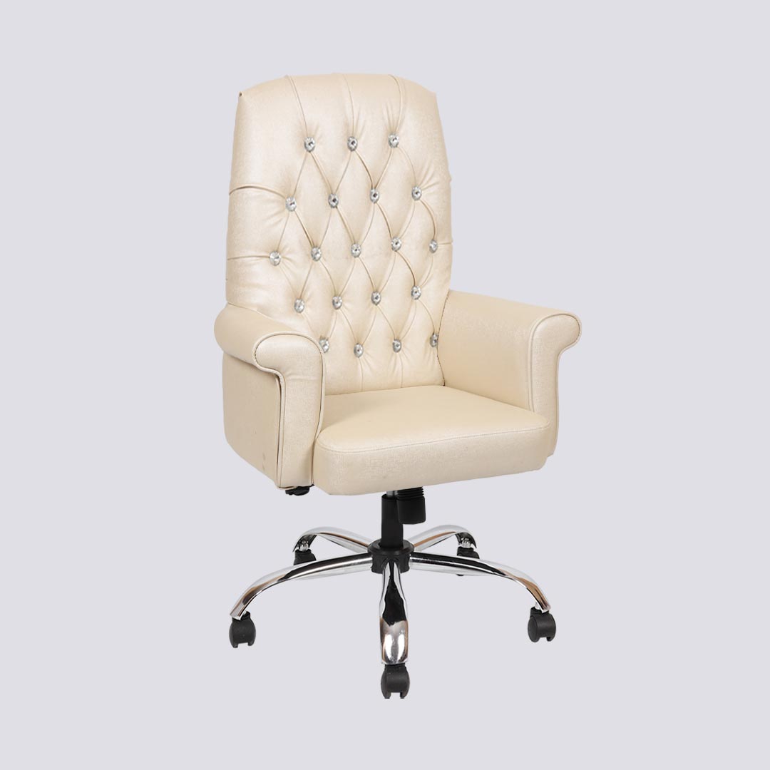 White leather office chair hot sale